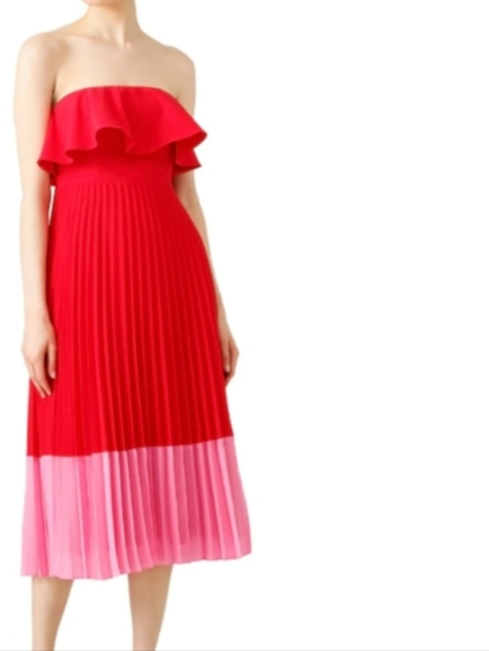 Aidan Mattox Pleated Strapless Tea Dress